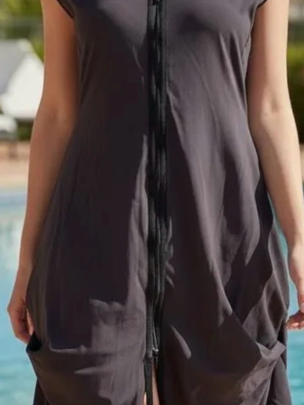 Porto Sleeveless Zip-Front Black Travel Dress